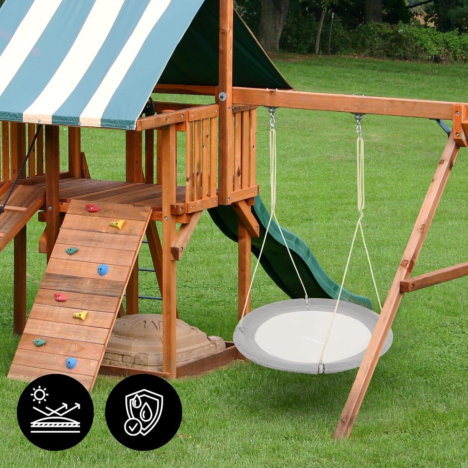 Balançoire nid de cigogne grise Ø 100cm Hauteur réglable Charge Max 150kg 6/6