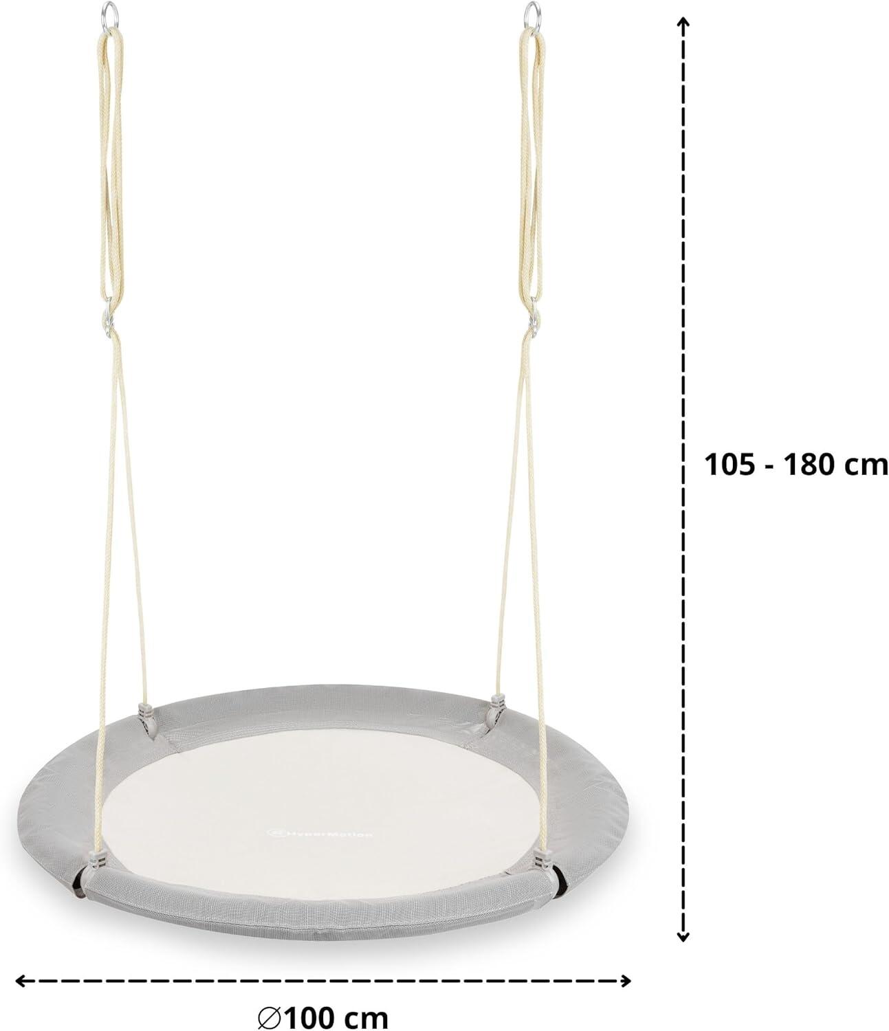 Balançoire nid de cigogne grise Ø 100cm Hauteur réglable Charge Max 150kg 3/6