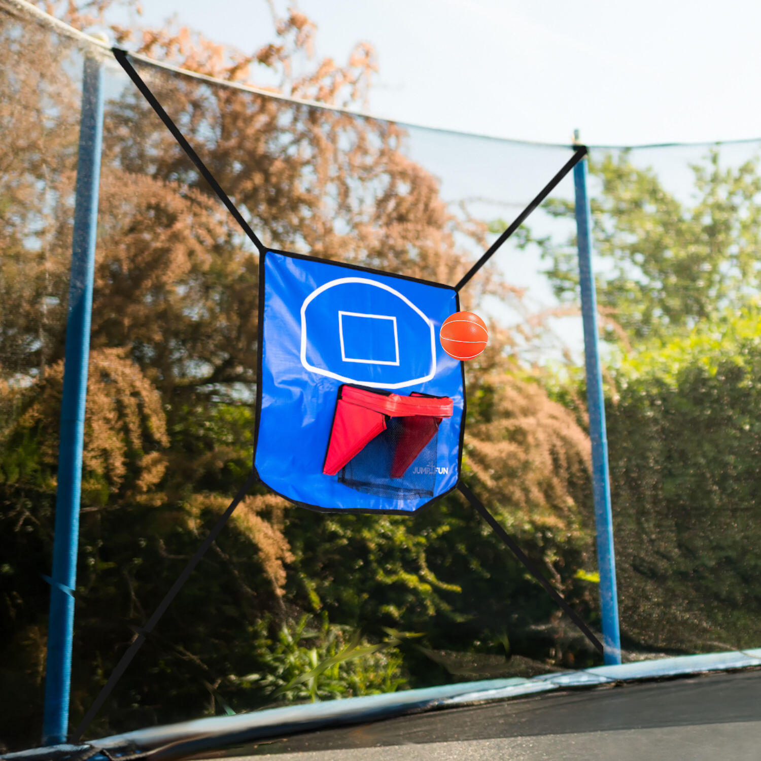 Panier de basket avec ballon et pompe inclus pour trampoline de jardin-60x60cm 2/5
