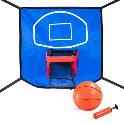 Panier de basket avec ballon et pompe inclus pour trampoline de jardin-60x60cm