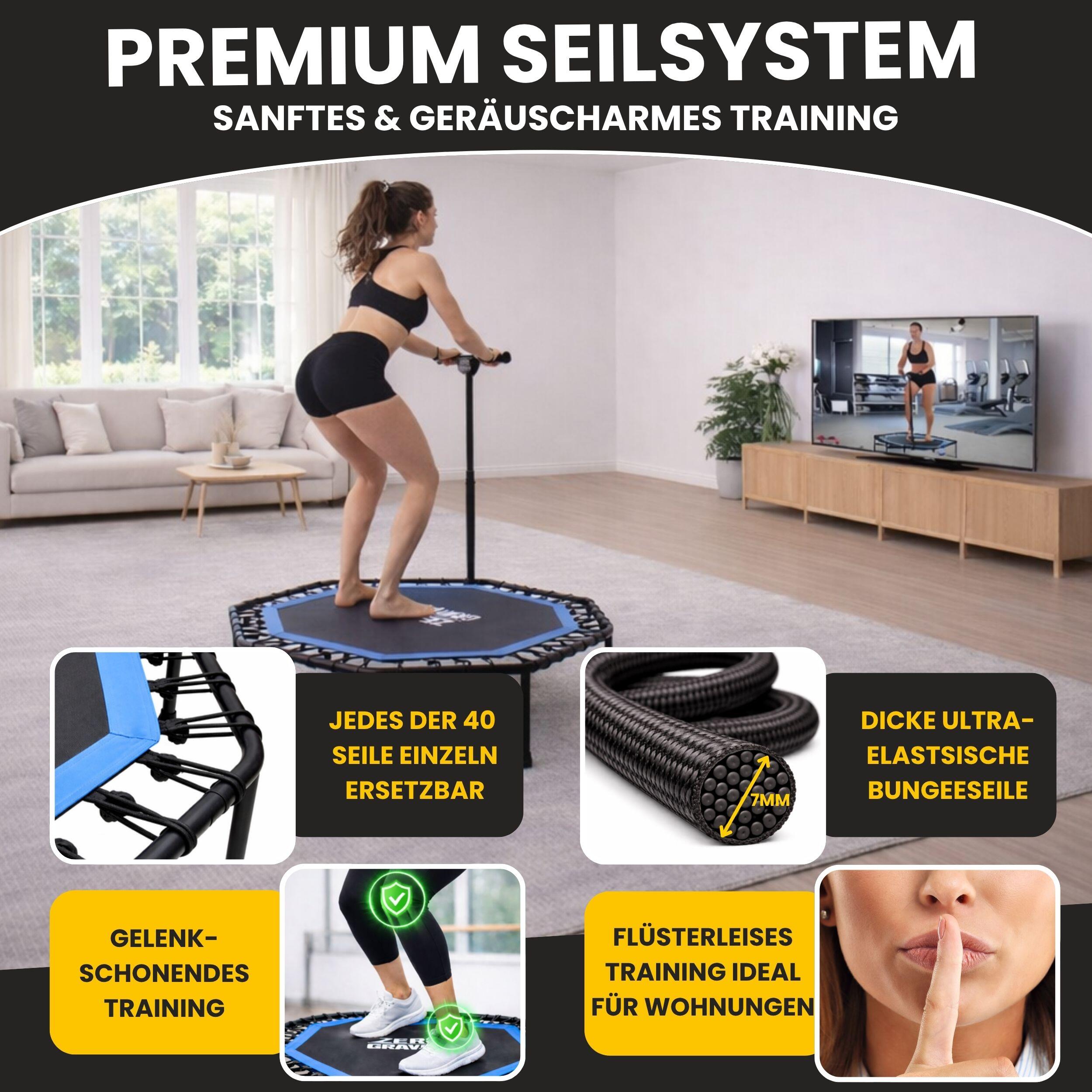 Zero Gravity Fitness Trampolin blau - Nutzer bis 130kg 4/7