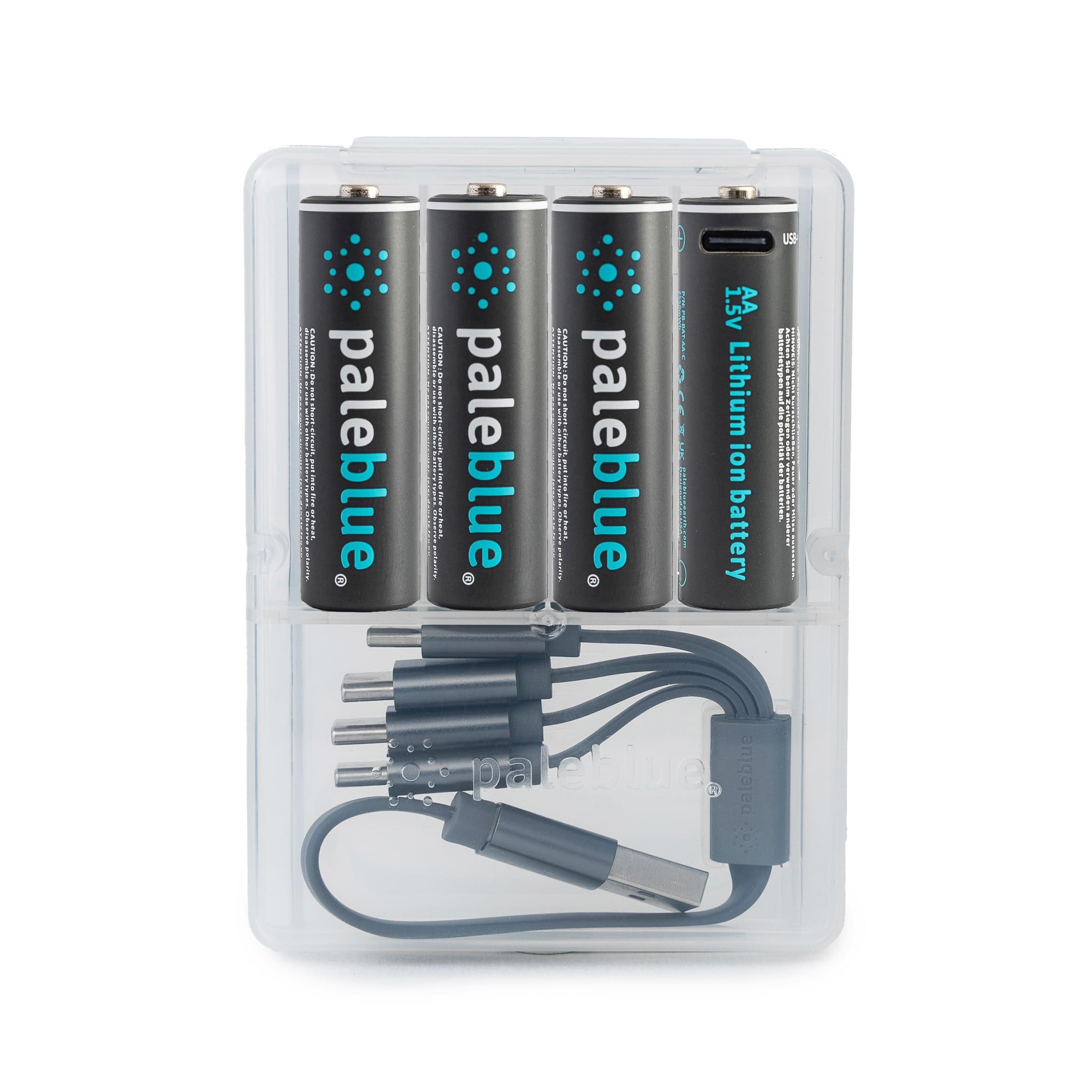 Pale Blue oplaadbare AA LR06 batterij 1700 mAh met USB-C oplaadpoort 2/2