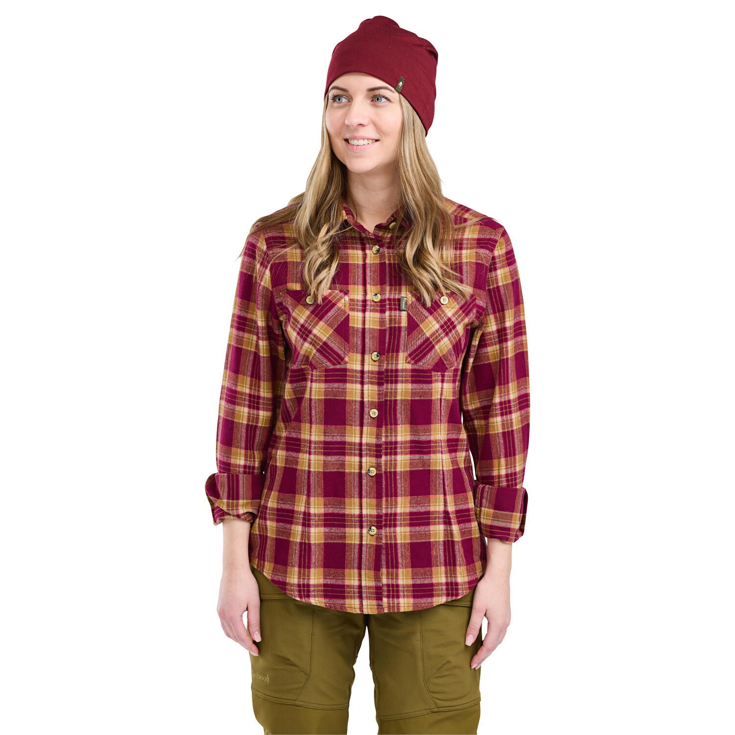 Pinewood Felicia Shirt Damen (Burgundy/Olive Green) Größe S 3/5