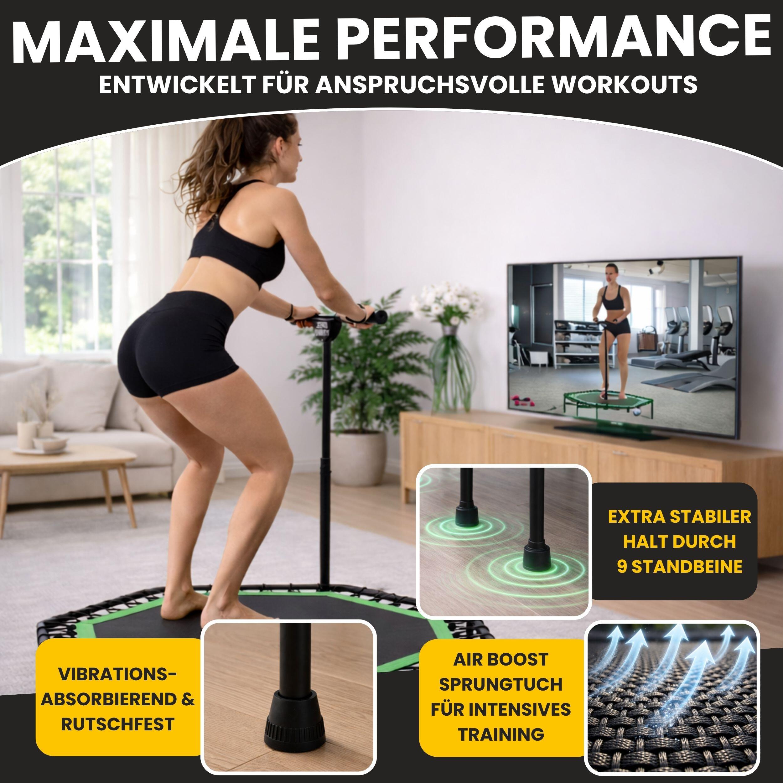 Zero Gravity Fitness Trampolin grün - Nutzer bis 130kg 5/7