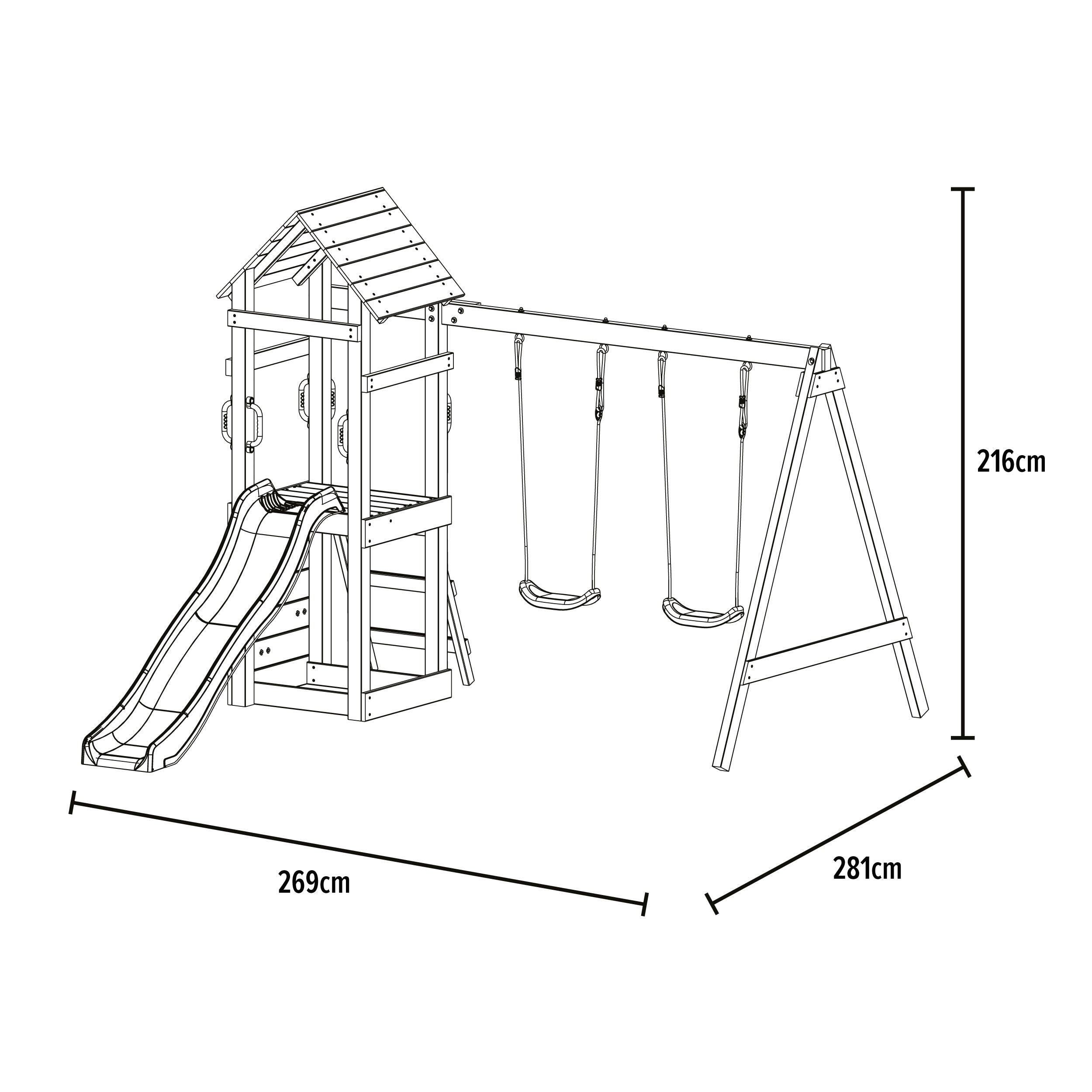 Speelstructuur met glijbaan en klimwand GESSETTE bruin H210cm 4/5
