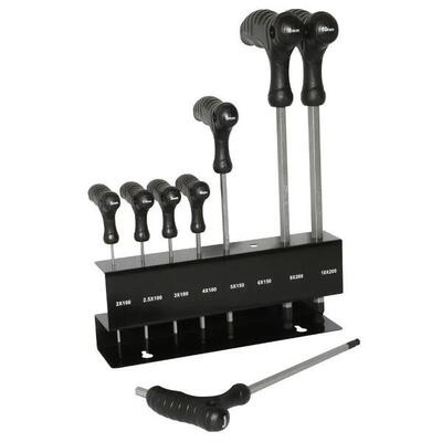 Set van 8 stuks inbussleutels t + kogelkop p2r