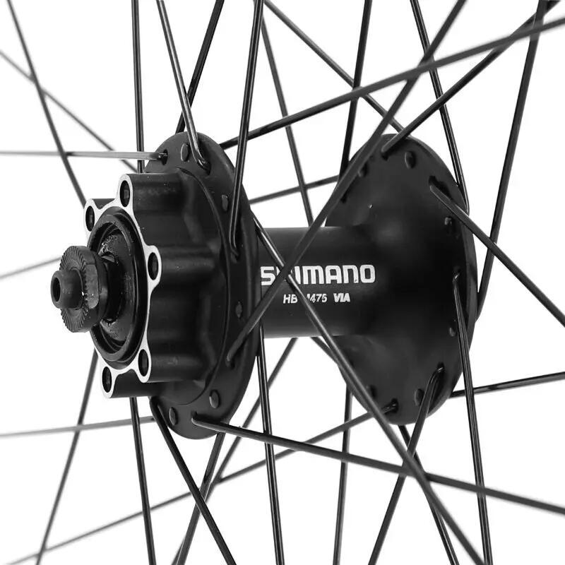 Roue avant double paroi oeillet moyeu shimano 6 trous rayons jante Velox Karma D 4/4