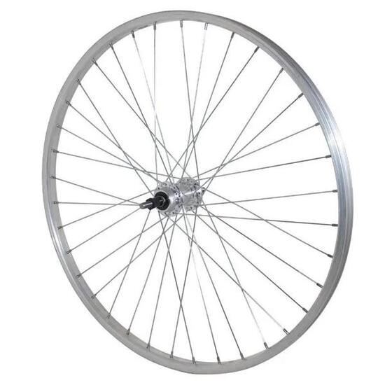 Roue de vélo VTT arrière aluminium moyeu aluminium axe plein Velox 7-6V.