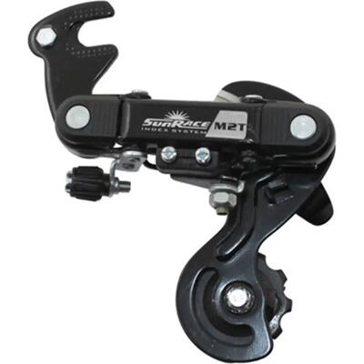 Achterderailleur, kleine kooi met beugel sunrace 6-7v.