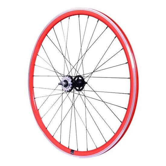 Roue de vélo route fixie arriere double filetage avec pignon P2R 16 T