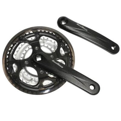 Guarnitura per mountain bike in alluminio con paracatena fumé - Sunrace M3