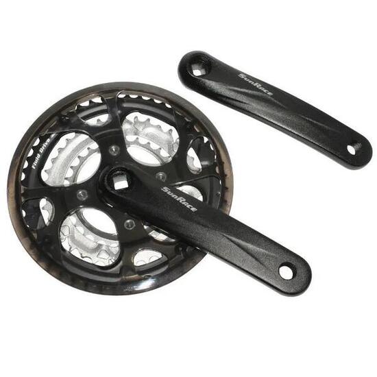 Guarnitura per mountain bike in alluminio con paracatena fumé - Sunrace M3