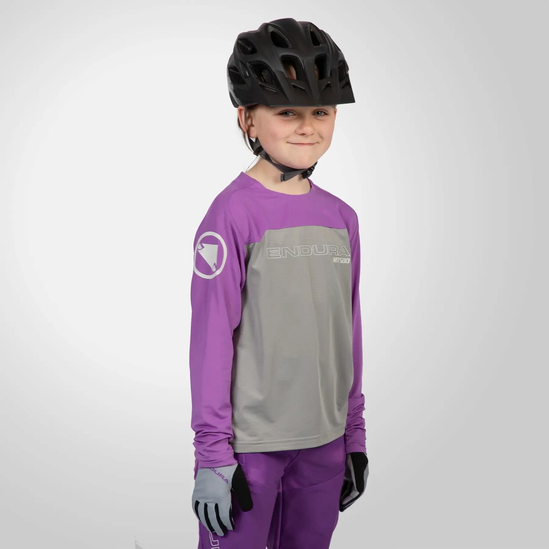 Endura MT500 Burner Camisola de manga comprida para criança roxa 3/4