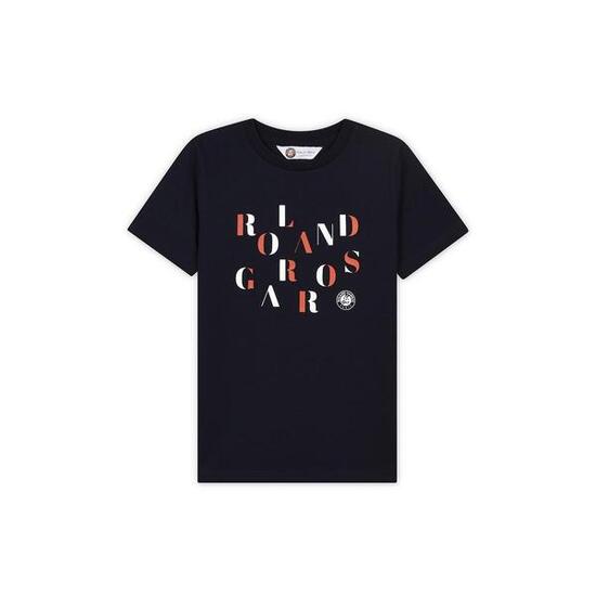 T-shirt col rond lettres garçon - marine