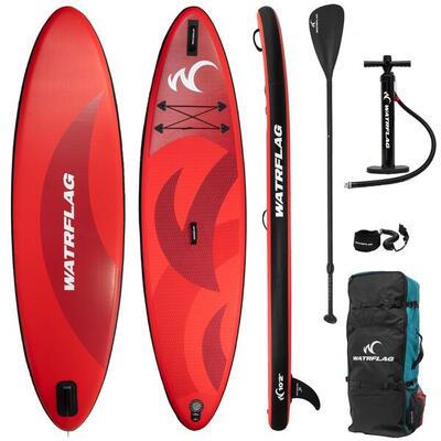 Premium kwaliteit opblaasbaar sup board - watrflag flow red 10'2" -set- allround
