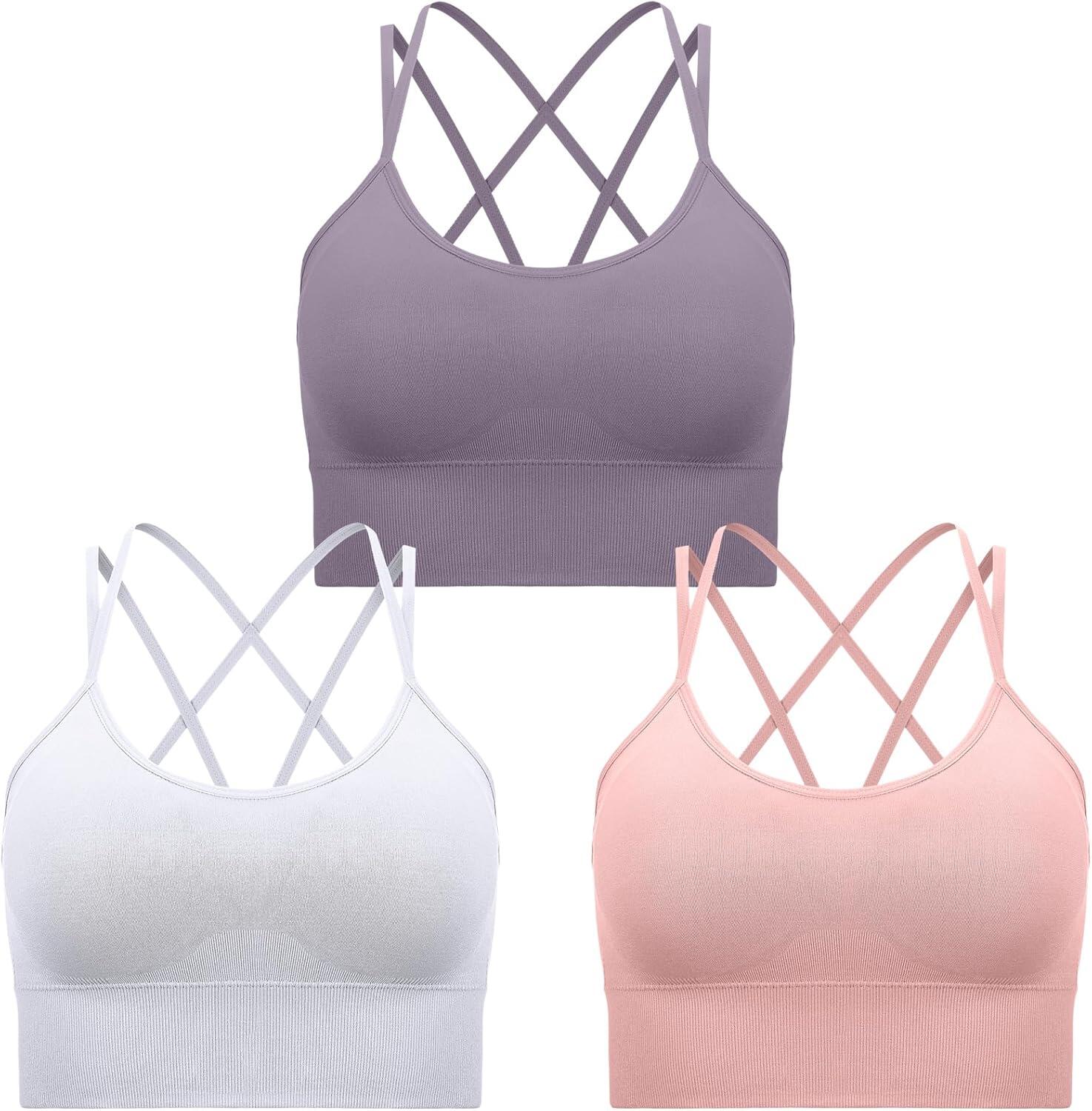 3 Pcs Strappy Sports Bras for Women