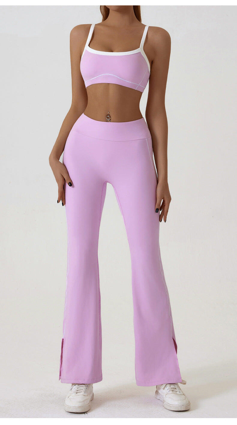 Pink Flared Leggings & Sports Bra Set - XL