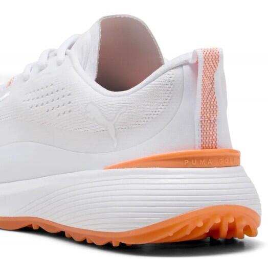Calçado de golfe Puma Gruve Sport feminino, branco e laranja 5/6