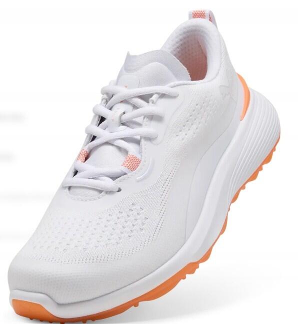 Calçado de golfe Puma Gruve Sport feminino, branco e laranja 6/6