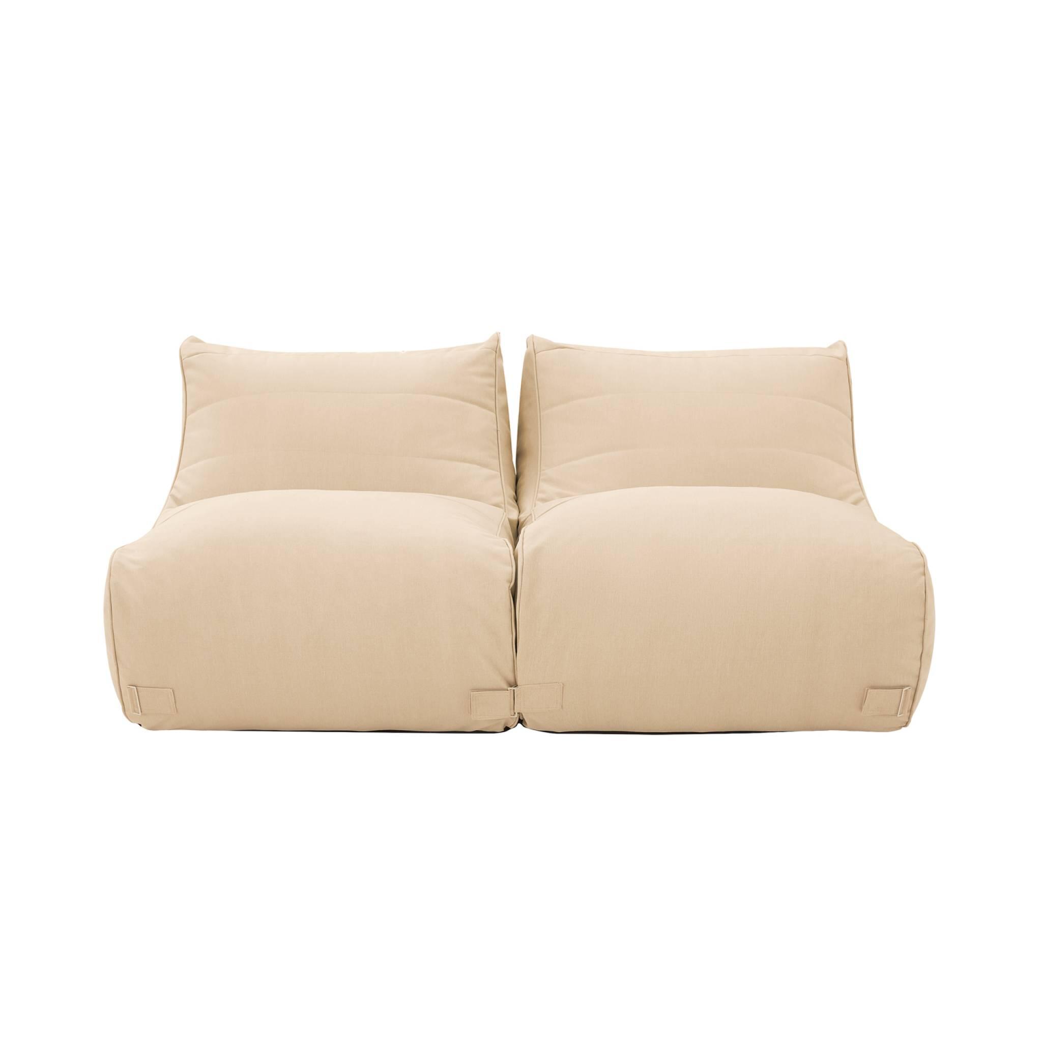 Puff de exterior en olefina, set de 2, Beige 2/5