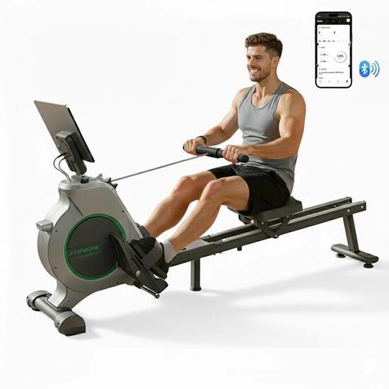 Rameur Magnétique Maison Volant 2,4 kg 16 Niveaux App Pliable Silencieux