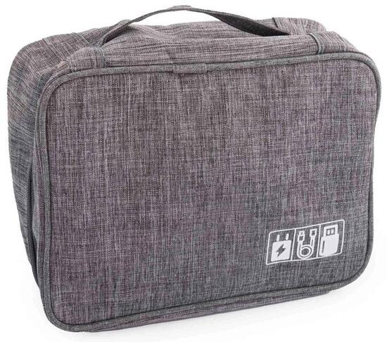 Organizer podróżny na elektronikę i kable Travel Organizer, szary, 25 x 20 cm