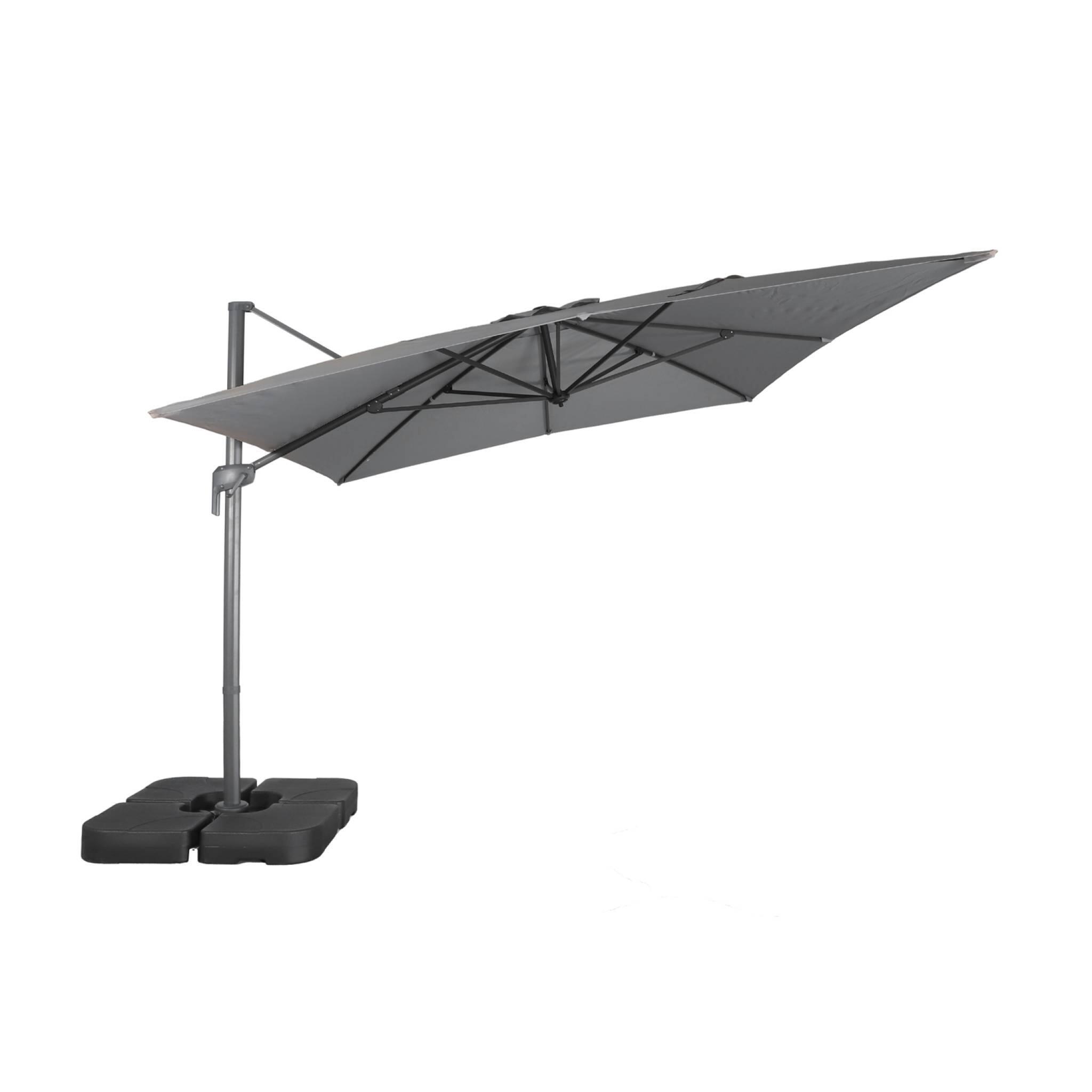 Parasol rectangular excéntrico, 3x4m + placas de lastre 50x50cm, Gris 3/5