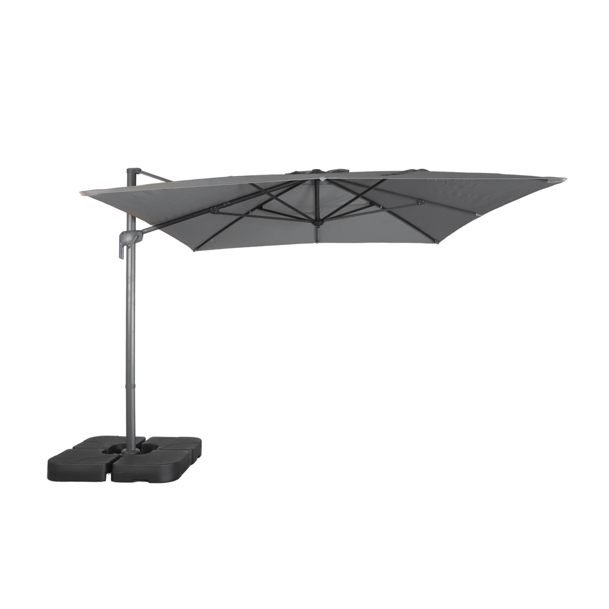 Parasol rectangular excéntrico, 3x4m + placas de lastre 50x50cm, Gris 2/5