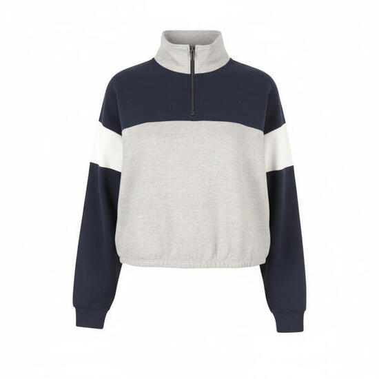 Sweatshirt femme American Eagle Outfitters oversize demi-zip mélange gris