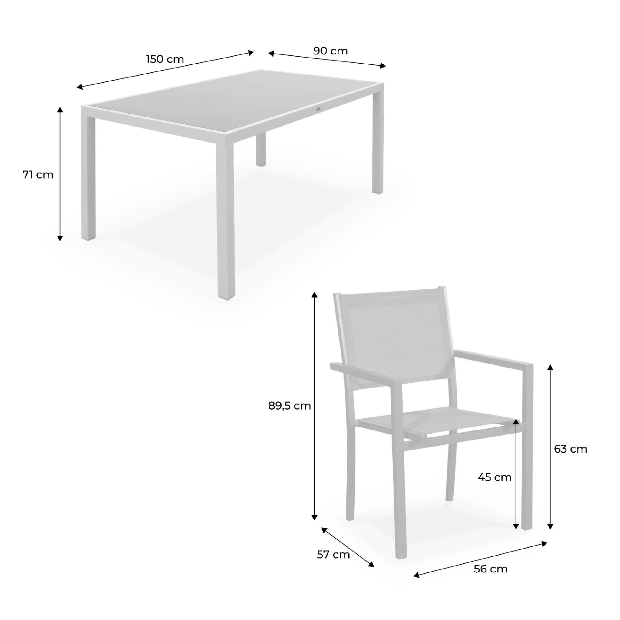 Mesa de jardín de aluminio con 6 sillas de textileno, Verde kaki 4/5