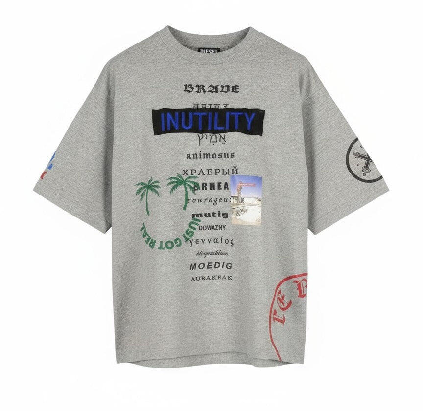 Tricou bărbați Diesel T-balm-b2 oversized gri melange