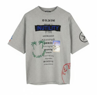 Diesel t-balm-b2 heren t-shirt - grijs gemêleerd, oversized, s