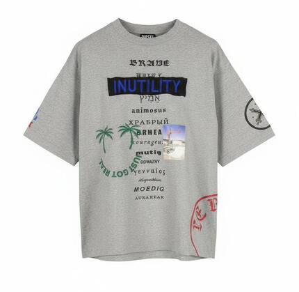 T-shirt homme Diesel T-Balm-B2 gris chiné oversized.