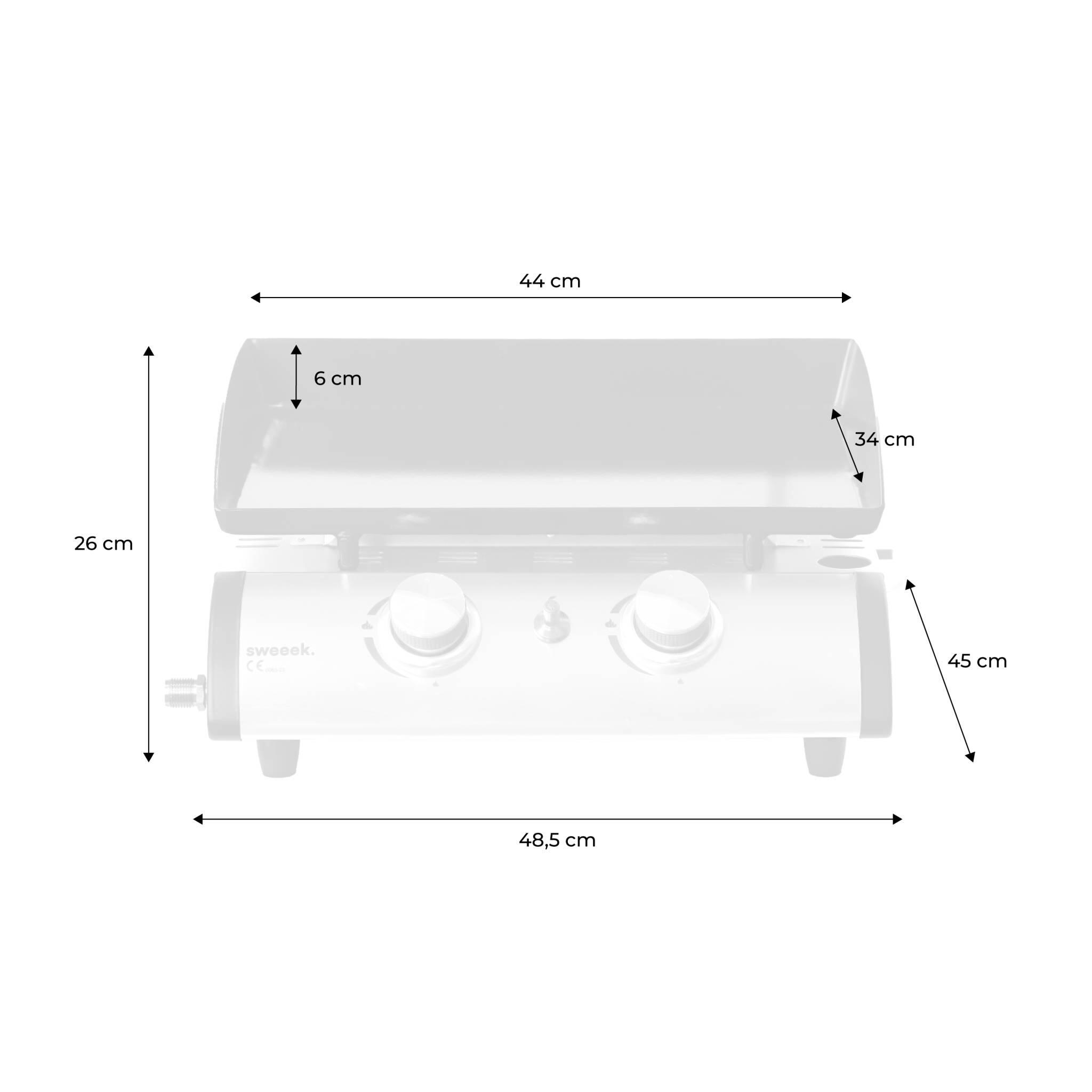 Plancha de gas con 2 quemadores de acero inoxidable, 5kW, Negro 3/5