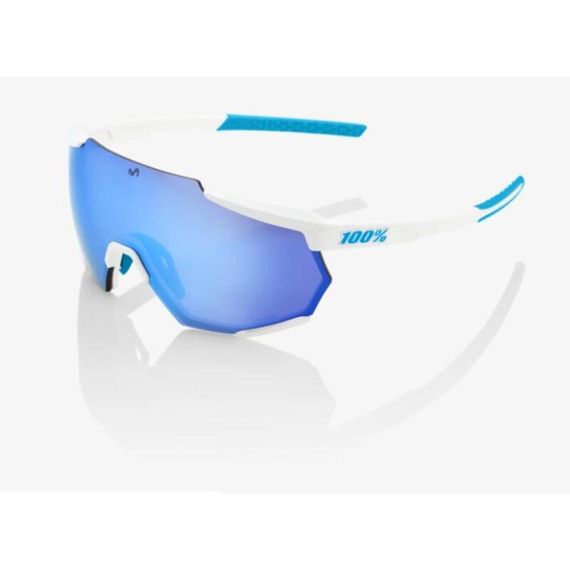 100% RACETRAP® SE Movistar Team Blanche HiPER® Bleu Multilayer Mirror Lens