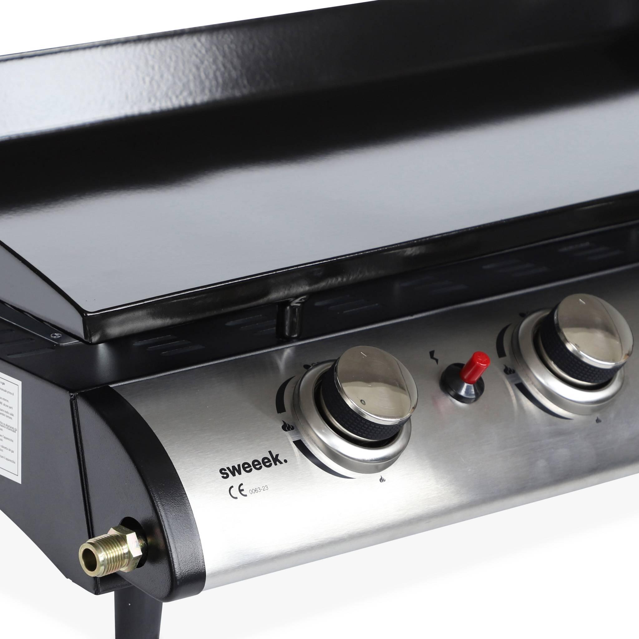 Plancha de gas con 4 quemadores de acero inoxidable,10kW, Negro 5/5