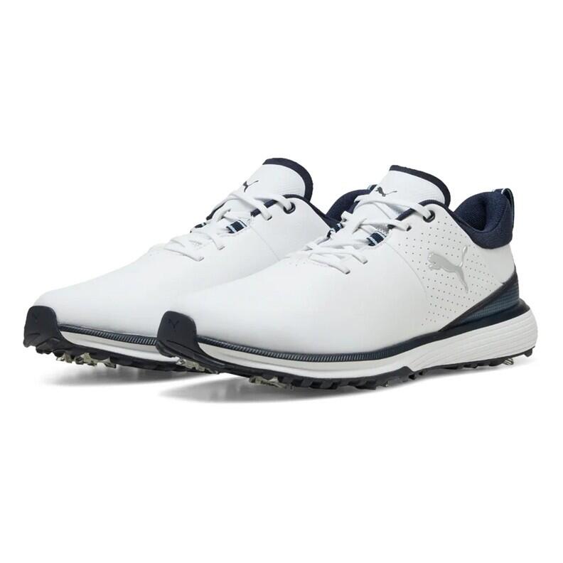 Chaussures de golf Puma Fusion Grip ST pour homme, blanches et bleu marine 4/5