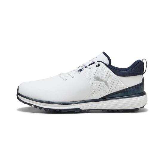 Chaussures de golf Puma Fusion Grip ST pour homme, blanches et bleu marine