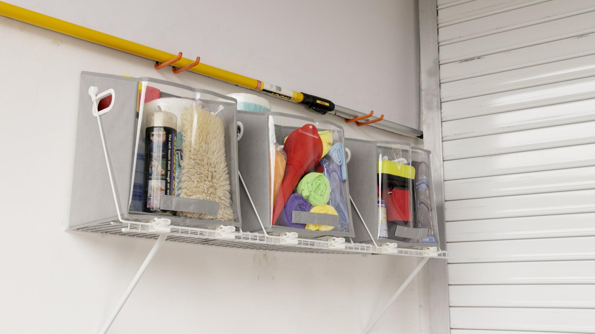 Closet Caddy - Boîte de rangement rabattable pour étagère haute 3/4