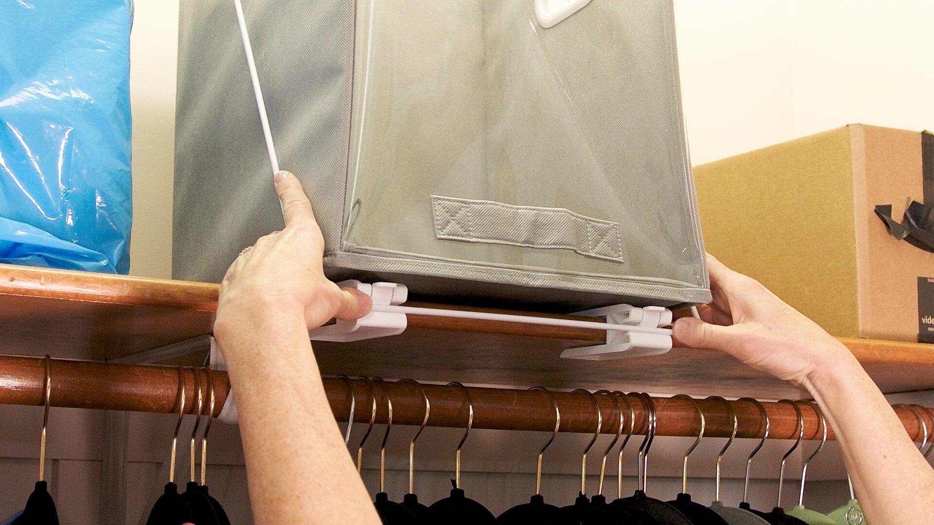 Closet Caddy - Boîte de rangement rabattable pour étagère haute 2/4