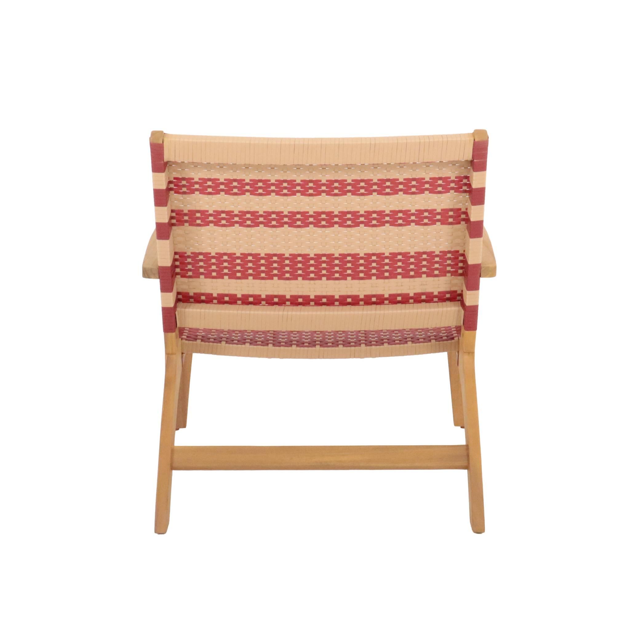 Sillón de jardín de madera de acacia y resina, Terracota 3/5