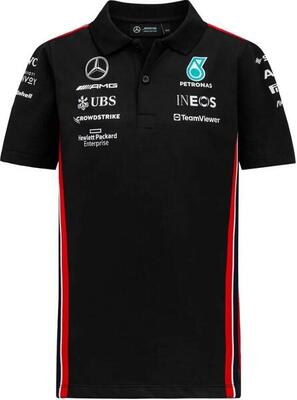 Polo bambino Mercedes AMG Petronas F1 Team nera e bianca