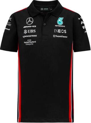Polo enfant Mercedes AMG Petronas F1 officiel noir et blanc