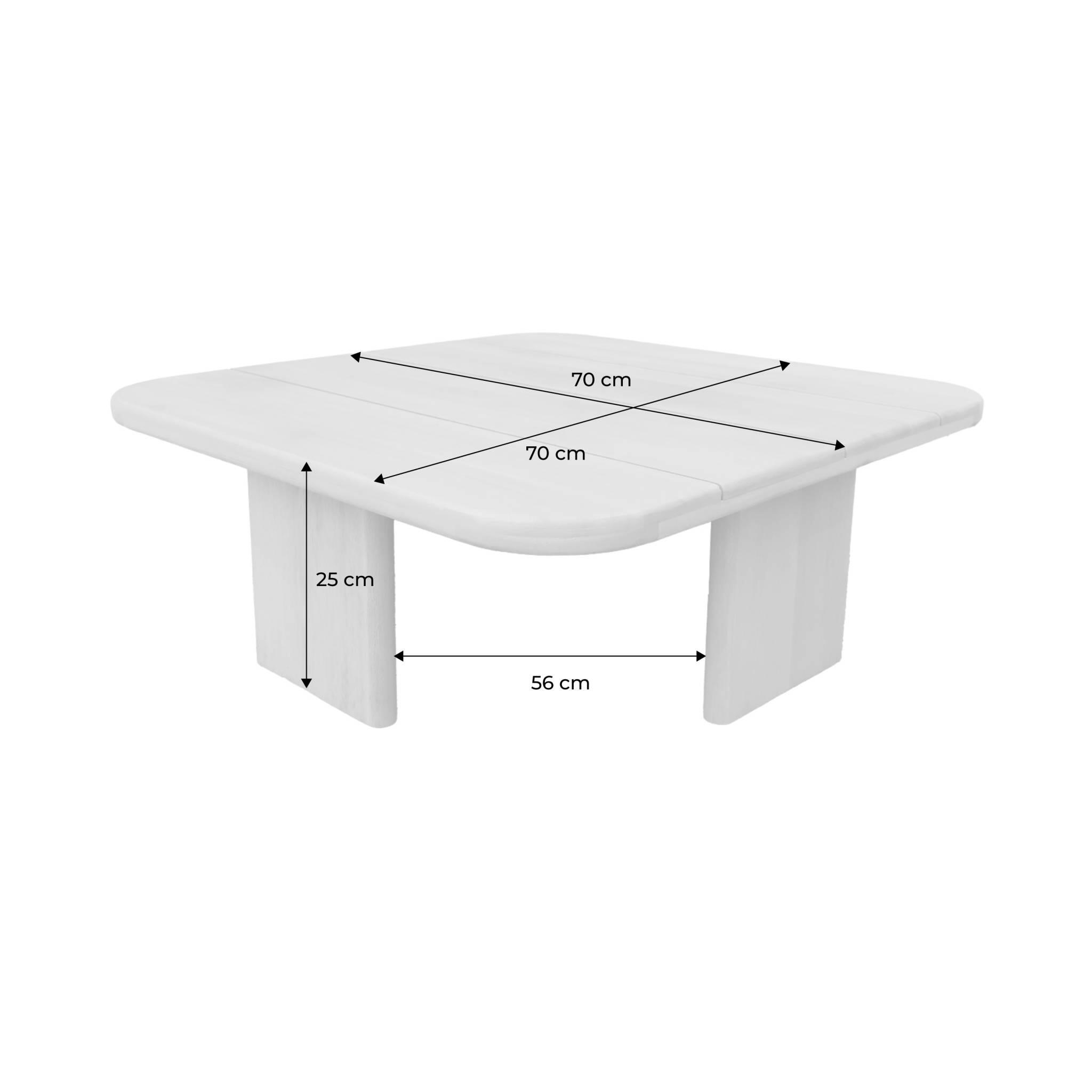 Mesa de centro de jardim quadrada em madeira de acácia, 70 cm, Natural 3/3