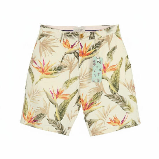 Shorts homme Scotch & Soda imprimé feuilles beige W32