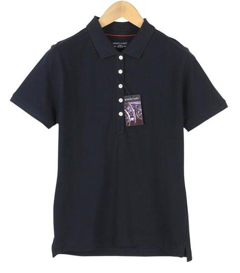 Polo homme State Of Art bleu foncé en coton, manches courtes, demi-patte