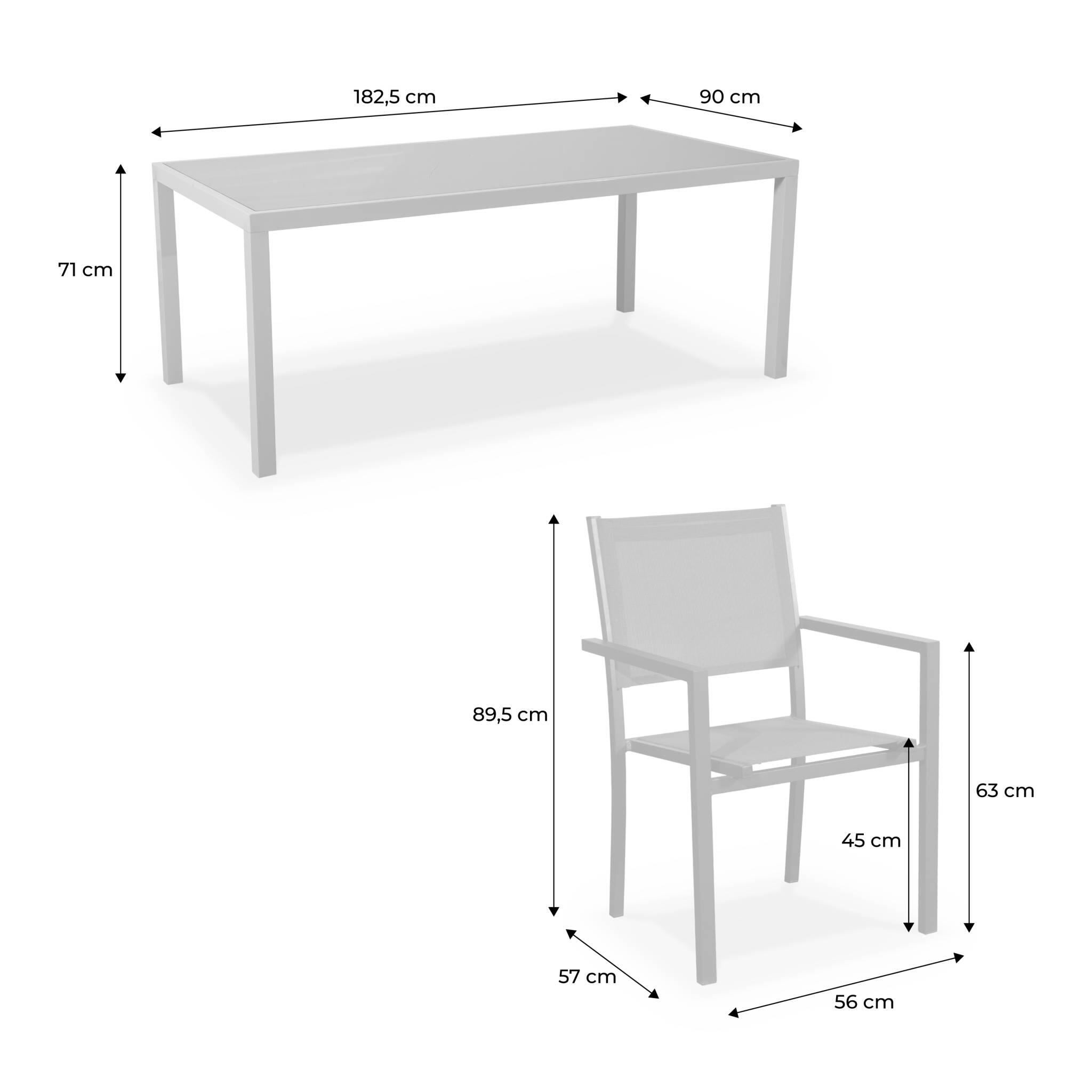 Conjunto mesa de jardín de aluminio y de textileno, 8 sillas , Verde kaki 4/5