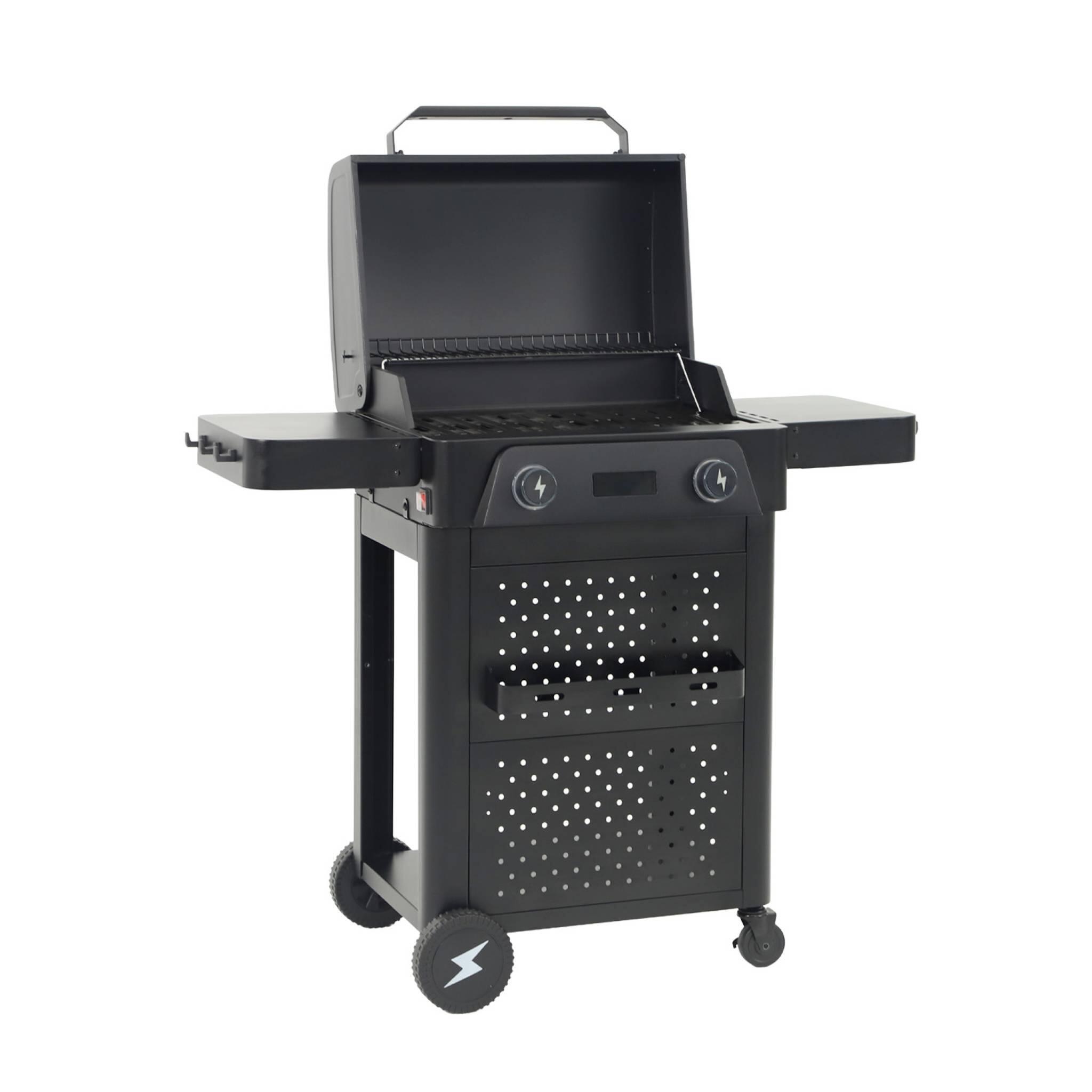 Barbacoa eléctrica de acero esmaltado 2 quemadores 2300 W, Negro 3/5
