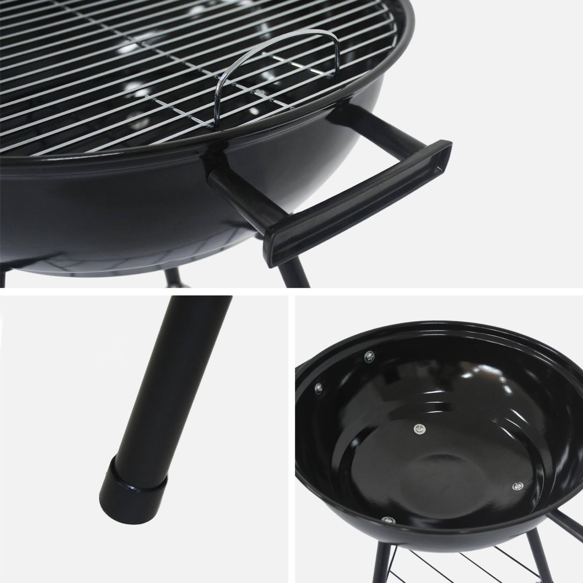 Barbacoa de carbón, Ø39cm, Negro 3/4