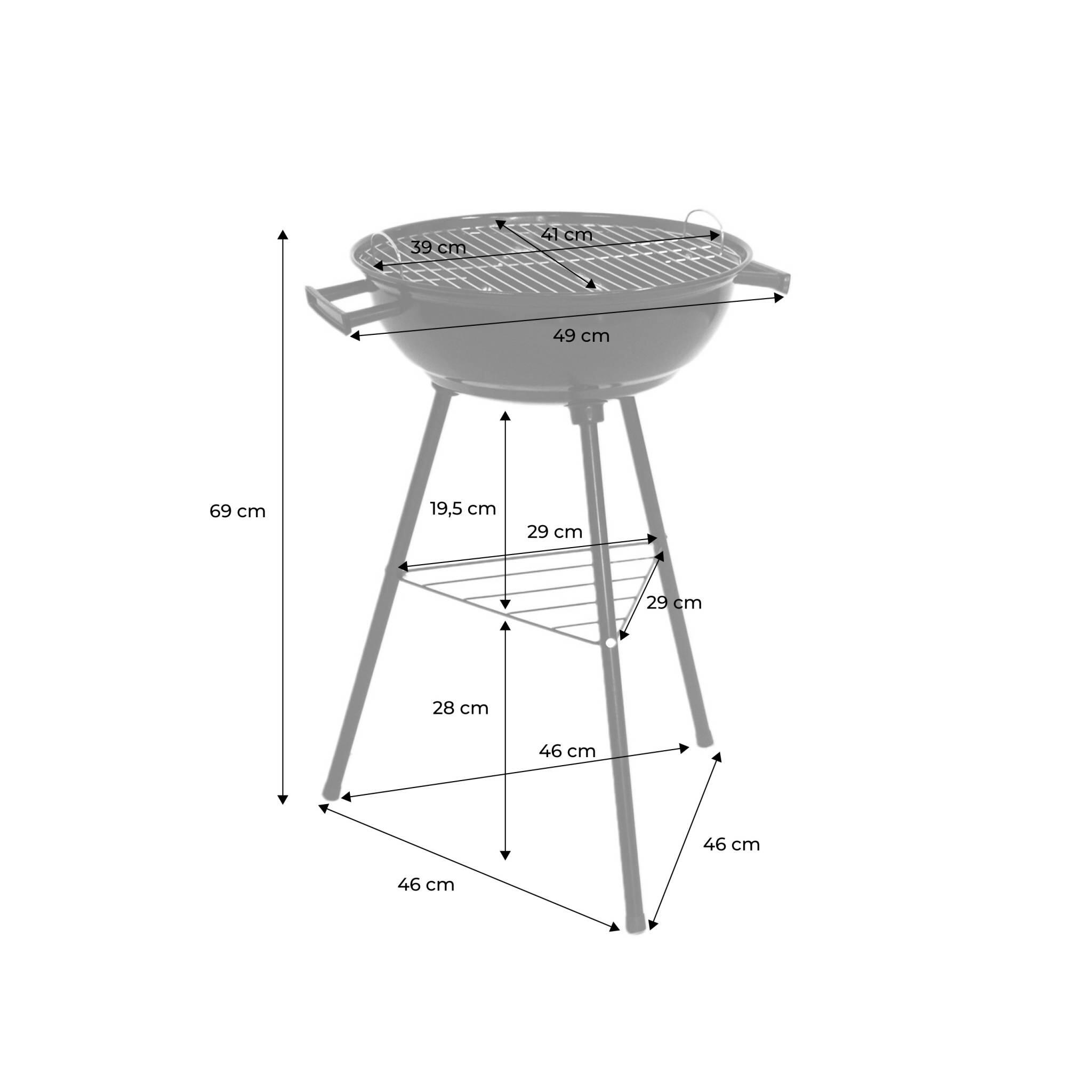 Barbacoa de carbón, Ø39cm, Negro 4/4